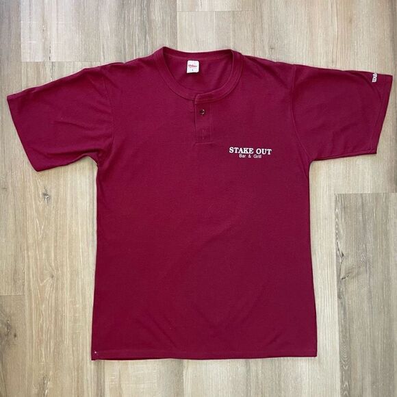 Vintage 80s Wilson Men’s Large Stake Out #3 Red Single Stitch T-Shirt USA - Picture 1 of 7